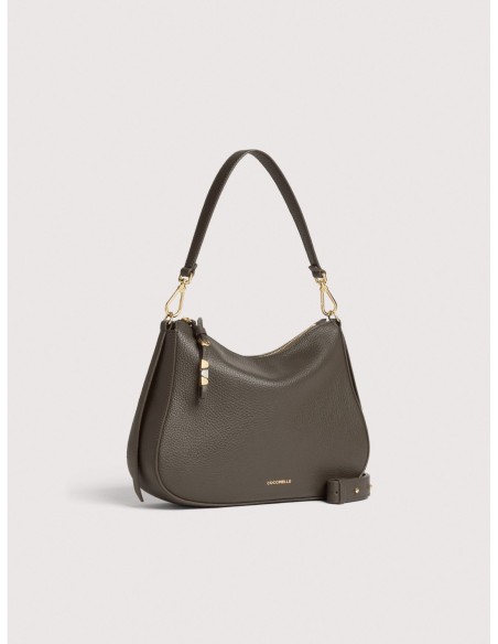 Borsa hobo in pelle con grana Coccinelle Nory Small – Fango - foto 2