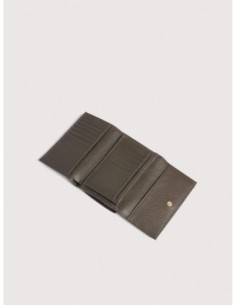 Portafoglio medio con patta in pelle con grana Coccinelle Metallic Medium – Fango - foto 1 2