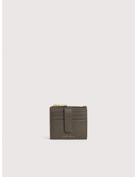 Portafoglio compatto in pelle con grana Coccinelle Metallic Medium – Fango - foto 1