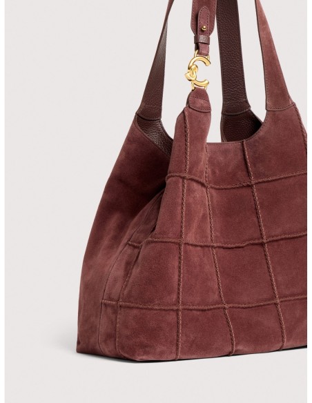 Borsa shopping in camoscio ricamato Coccinelle C-Easy Large – Berry - foto 4