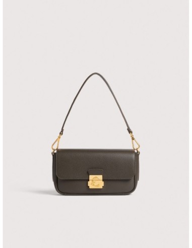 Borsa baguette in pelle con grana Coccinelle C-Me Lock Medium – Fango - foto 1