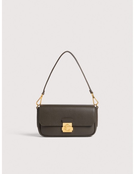 Borsa baguette in pelle con grana Coccinelle C-Me Lock Medium – Fango - foto 1