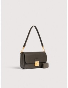 Borsa baguette in pelle con grana Coccinelle C-Me Lock Medium – Fango - foto 1 2