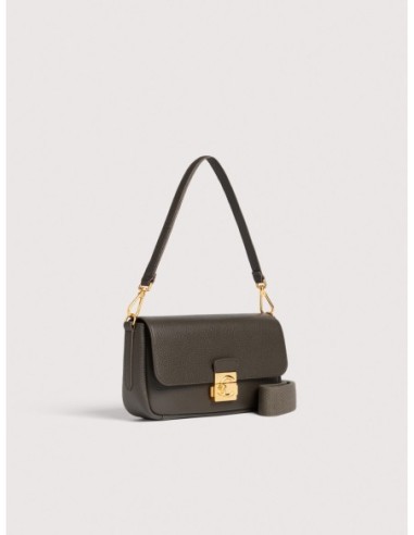 Borsa baguette in pelle con grana Coccinelle C-Me Lock Medium – Fango - foto 2