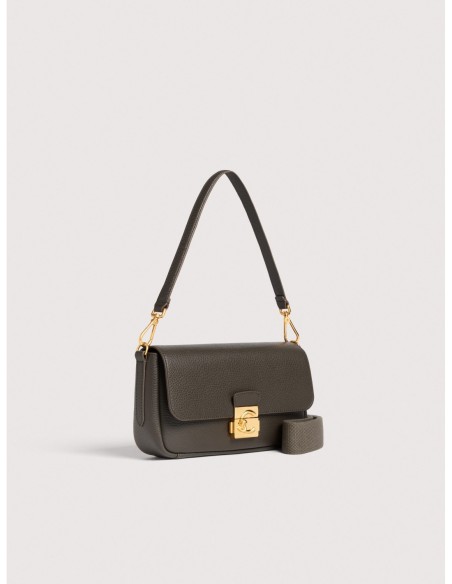 Borsa baguette in pelle con grana Coccinelle C-Me Lock Medium – Fango - foto 2