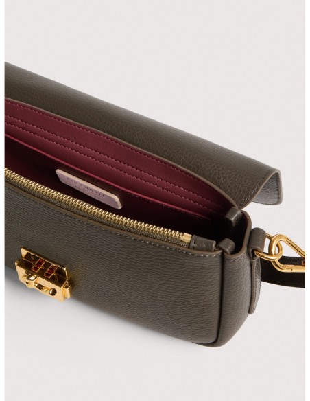 Borsa baguette in pelle con grana Coccinelle C-Me Lock Medium – Fango - foto 3