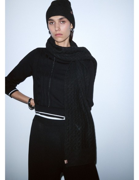Set berretto e sciarpa in maglia a trecce Liu Jo – Nero - foto 1