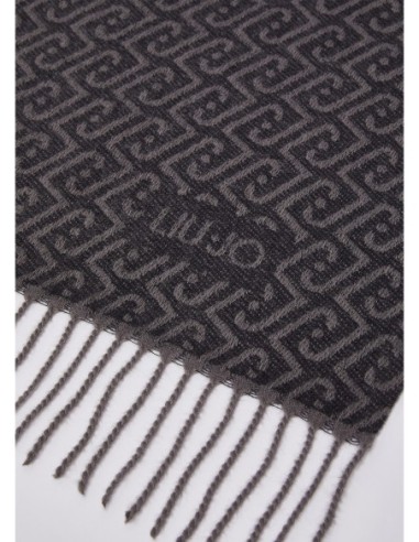 Stola needle punch con logo monogram Liu Jo – Antracite - foto 4
