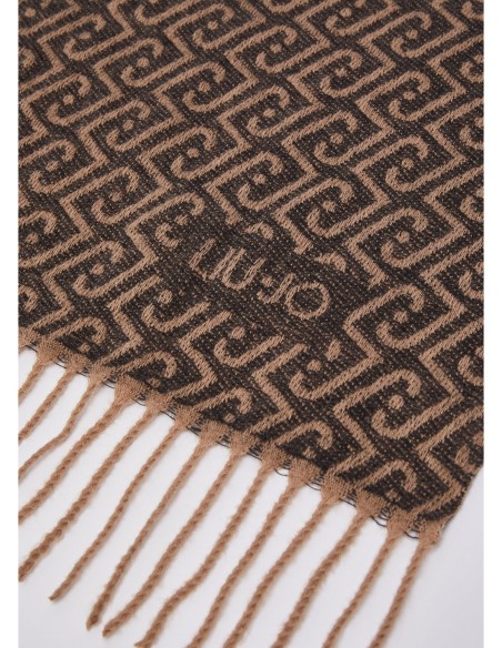 Stola needle punch con logo monogram Liu Jo – Nero - foto 4