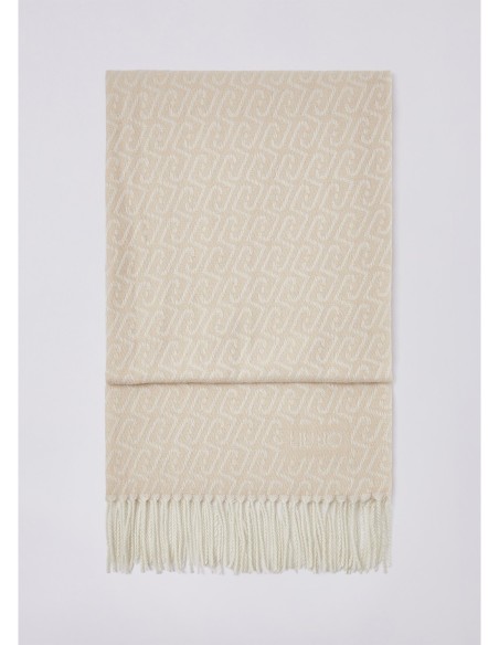 Stola needle punch con logo monogram Liu Jo – Beige - foto 3