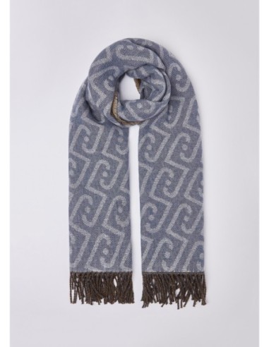 Stola monogram con frange sui bordi Liu Jo – Denim blu - foto 2