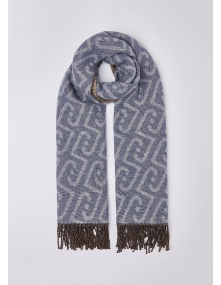 Stola monogram con frange sui bordi Liu Jo – Denim blu - foto 2