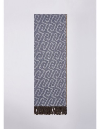 Stola monogram con frange sui bordi Liu Jo – Denim blu - foto 3