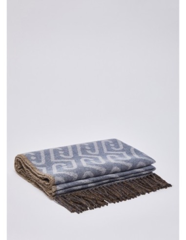 Stola monogram con frange sui bordi Liu Jo – Denim blu - foto 5