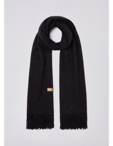 Stola ampia con logo monogram Liu Jo – Nero - foto 2