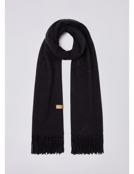 Stola ampia con logo monogram Liu Jo – Nero - foto 2