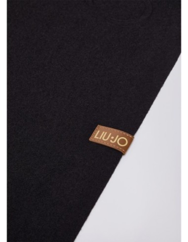Stola ampia con logo monogram Liu Jo – Nero - foto 4