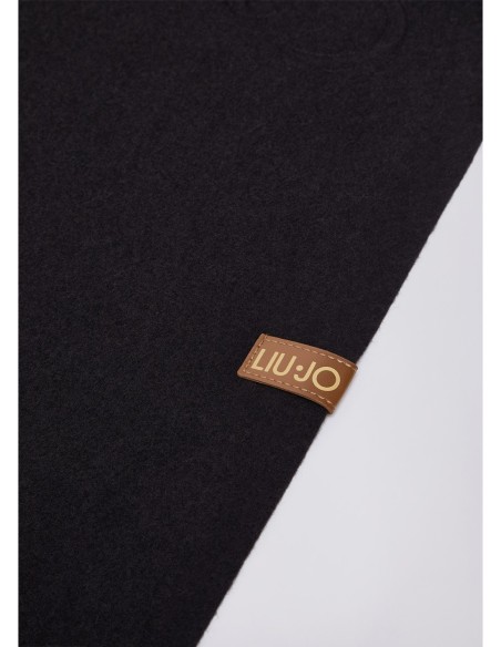 Stola ampia con logo monogram Liu Jo – Nero - foto 4