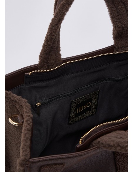 Tote bag grande con maxi logo Liu Jo – Testa di moro - foto 7