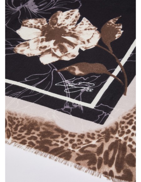 Stola con fiori e motivo animalier Liu Jo – Cammello - foto 3