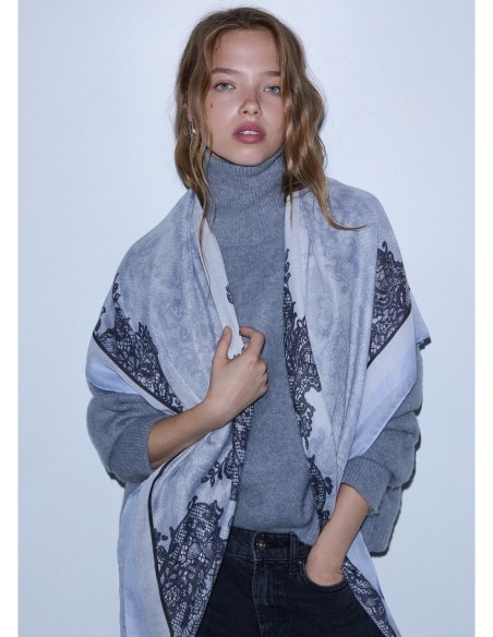 Foulard leopardato con pizzo Liu Jo – Azzurro - foto 1
