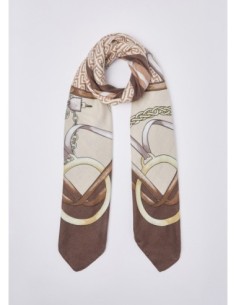 Foulard grande con stampa metalware Liu Jo – Moca scuro - foto 1 2