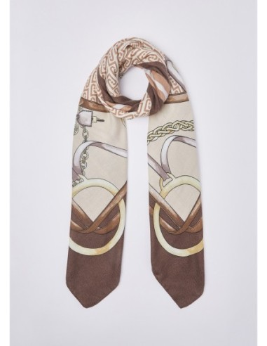 Foulard grande con stampa metalware Liu Jo – Moca scuro - foto 2