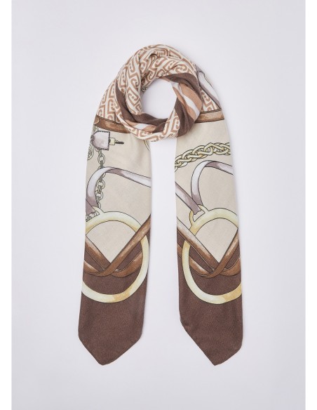 Foulard grande con stampa metalware Liu Jo – Moca scuro - foto 2