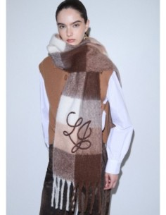 Sciarpa check garzata con logo ricamato Liu Jo – Beige - foto 1