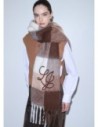 Sciarpa check garzata con logo ricamato Liu Jo – Beige