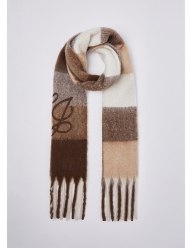 Sciarpa check garzata con logo ricamato Liu Jo – Beige - foto 2