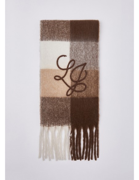 Sciarpa check garzata con logo ricamato Liu Jo – Beige - foto 3