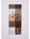 Sciarpa check garzata con logo ricamato Liu Jo – Beige