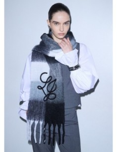Sciarpa check garzata con logo ricamato Liu Jo – Bianco e nero - foto 1