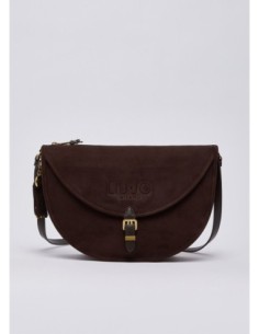 Borsa a spalla a mezzaluna con patta Liu Jo – Marrone scuro - foto 1 2