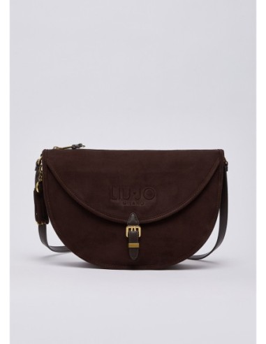 Borsa a spalla a mezzaluna con patta Liu Jo – Marrone scuro - foto 2