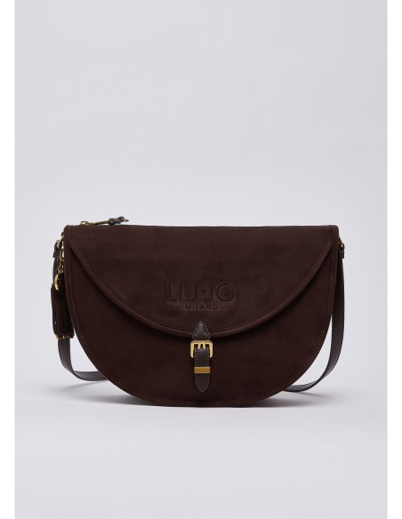 Borsa a spalla a mezzaluna con patta Liu Jo – Marrone scuro - foto 2