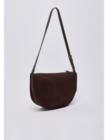 Borsa a spalla a mezzaluna con patta Liu Jo – Marrone scuro - foto 4