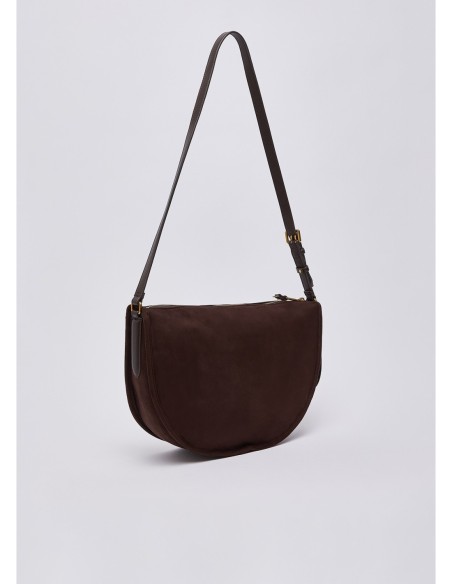 Borsa a spalla a mezzaluna con patta Liu Jo – Marrone scuro - foto 4