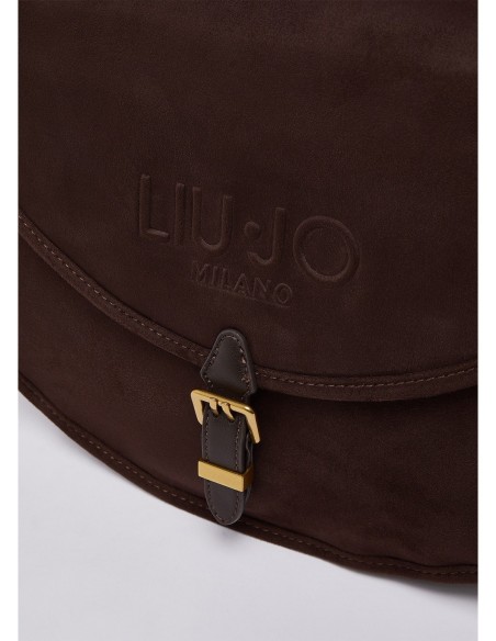 Borsa a spalla a mezzaluna con patta Liu Jo – Marrone scuro - foto 6