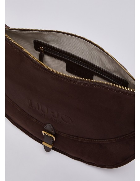 Borsa a spalla a mezzaluna con patta Liu Jo – Marrone scuro - foto 7