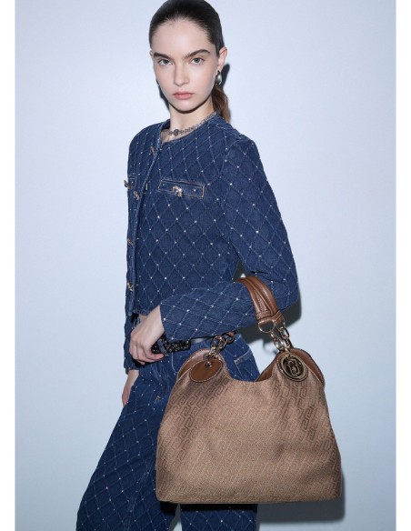 Borsa satchel media jacquard monogram Liu Jo – Beige - foto 1