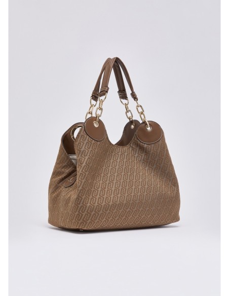 Borsa satchel media jacquard monogram Liu Jo – Beige - foto 4
