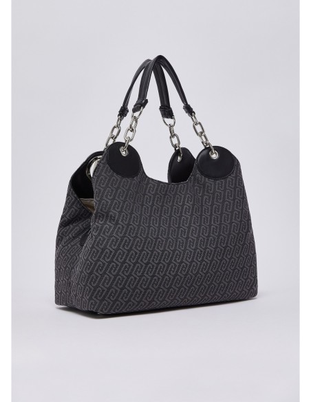 Borsa satchel media jacquard monogram Liu Jo – Nero - foto 2