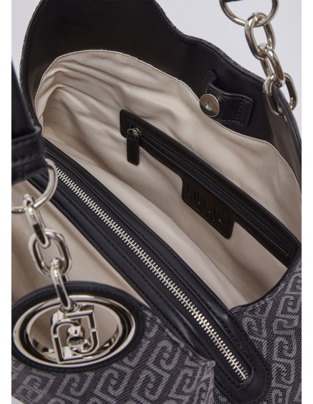 Borsa satchel media jacquard monogram Liu Jo – Nero - foto 4