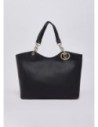 Borsa tote grande con medaglione logo Liu Jo – Nero/oro