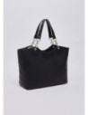Borsa tote grande con medaglione logo Liu Jo – Nero/oro