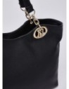 Borsa tote grande con medaglione logo Liu Jo – Nero/oro
