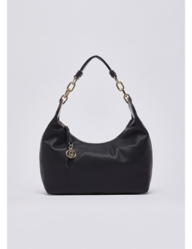 Borsa hobo piccola con medaglione logo Liu Jo – Nero/oro - foto 2