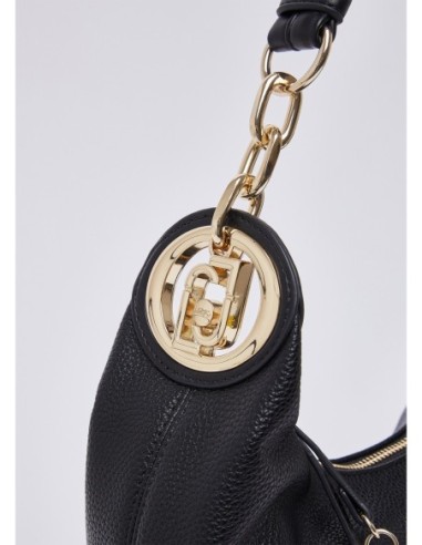 Borsa hobo piccola con medaglione logo Liu Jo – Nero/oro - foto 5